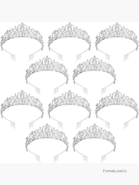 10 Piece Rhinestone Tiara Set with Crowns for Weddings & Parties main image 4